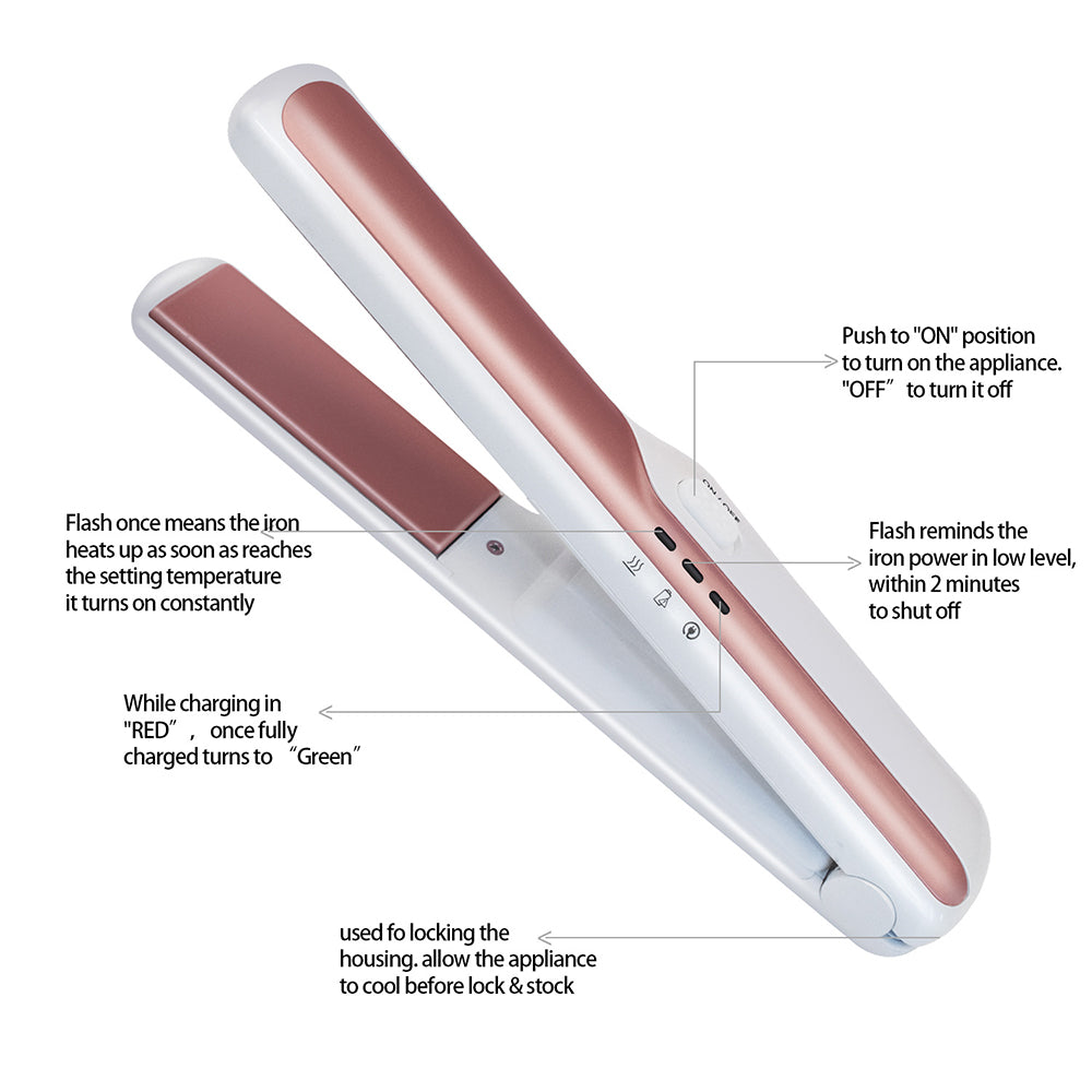 USB Cordless Rechargeable Travel Portable Hair Straightener