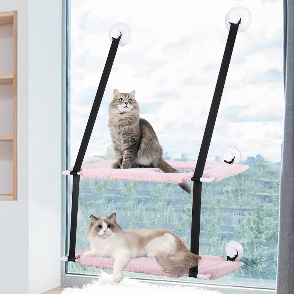 Single Dual Layer Cat Hammock with Thick Mat Cat Sucker Warm Hanging Nest