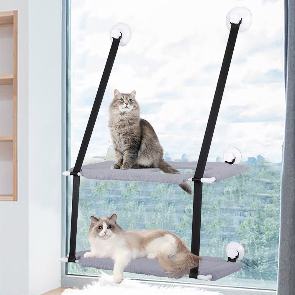 Single Dual Layer Cat Hammock with Thick Mat Cat Sucker Warm Hanging Nest