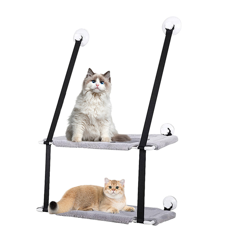 Single Dual Layer Cat Hammock with Thick Mat Cat Sucker Warm Hanging Nest