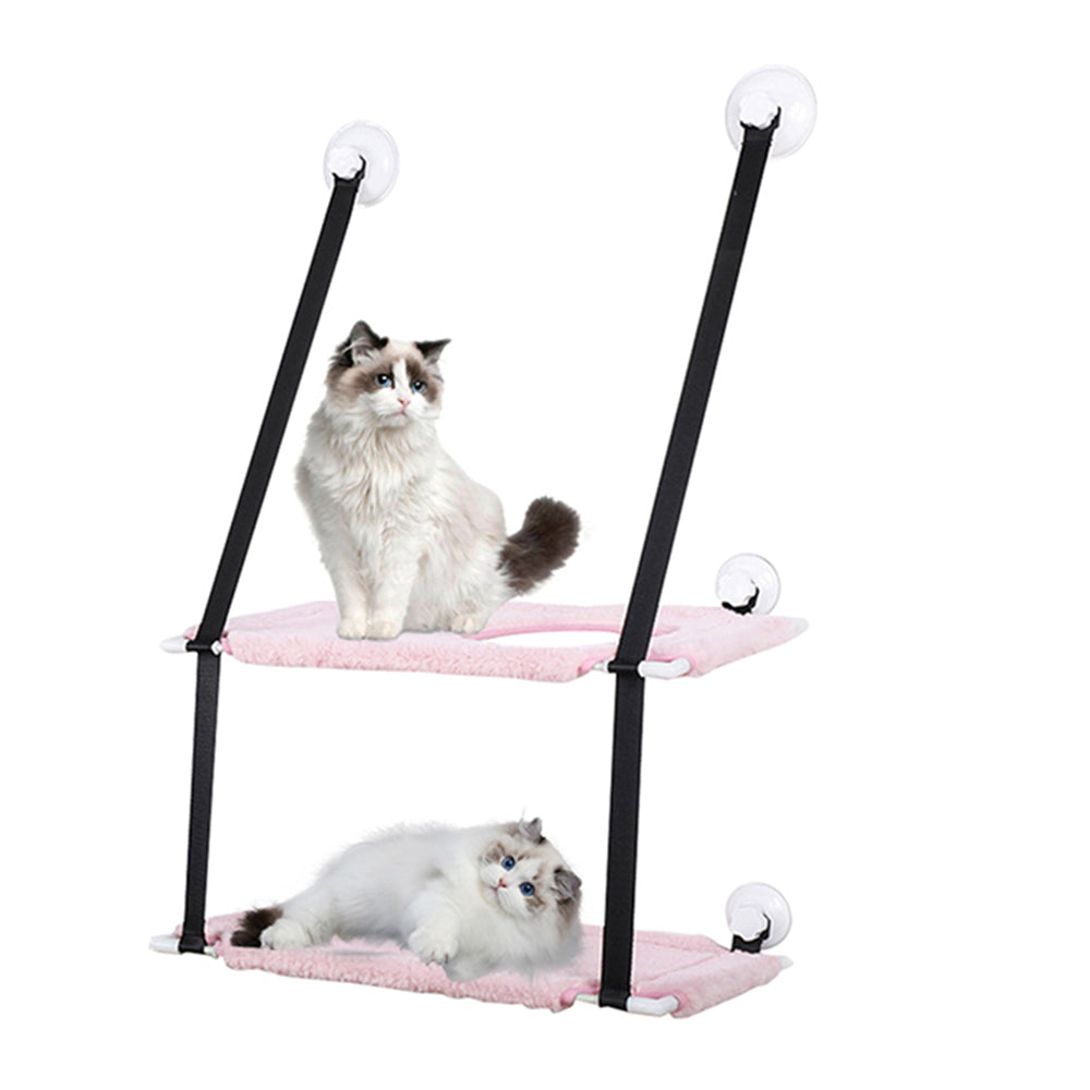 Single Dual Layer Cat Hammock with Thick Mat Cat Sucker Warm Hanging Nest