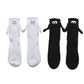 2Pairs Funny Suction 3D Doll Couple Holding Hands Socks for Women Men-Black and White