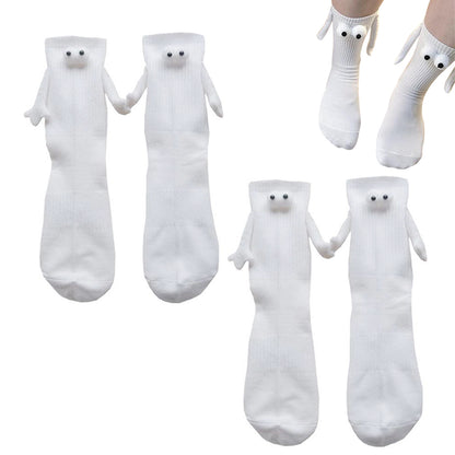 2Pairs Funny Suction 3D Doll Couple Holding Hands Socks for Women Men