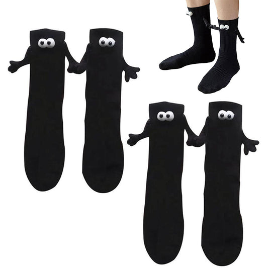 2Pairs Funny Suction 3D Doll Couple Holding Hands Socks for Women Men