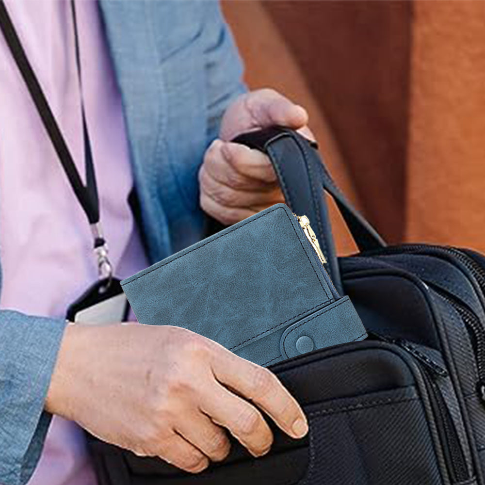 RFID Passport and Card Holder Travel Wallet with Zipper for Women Men
