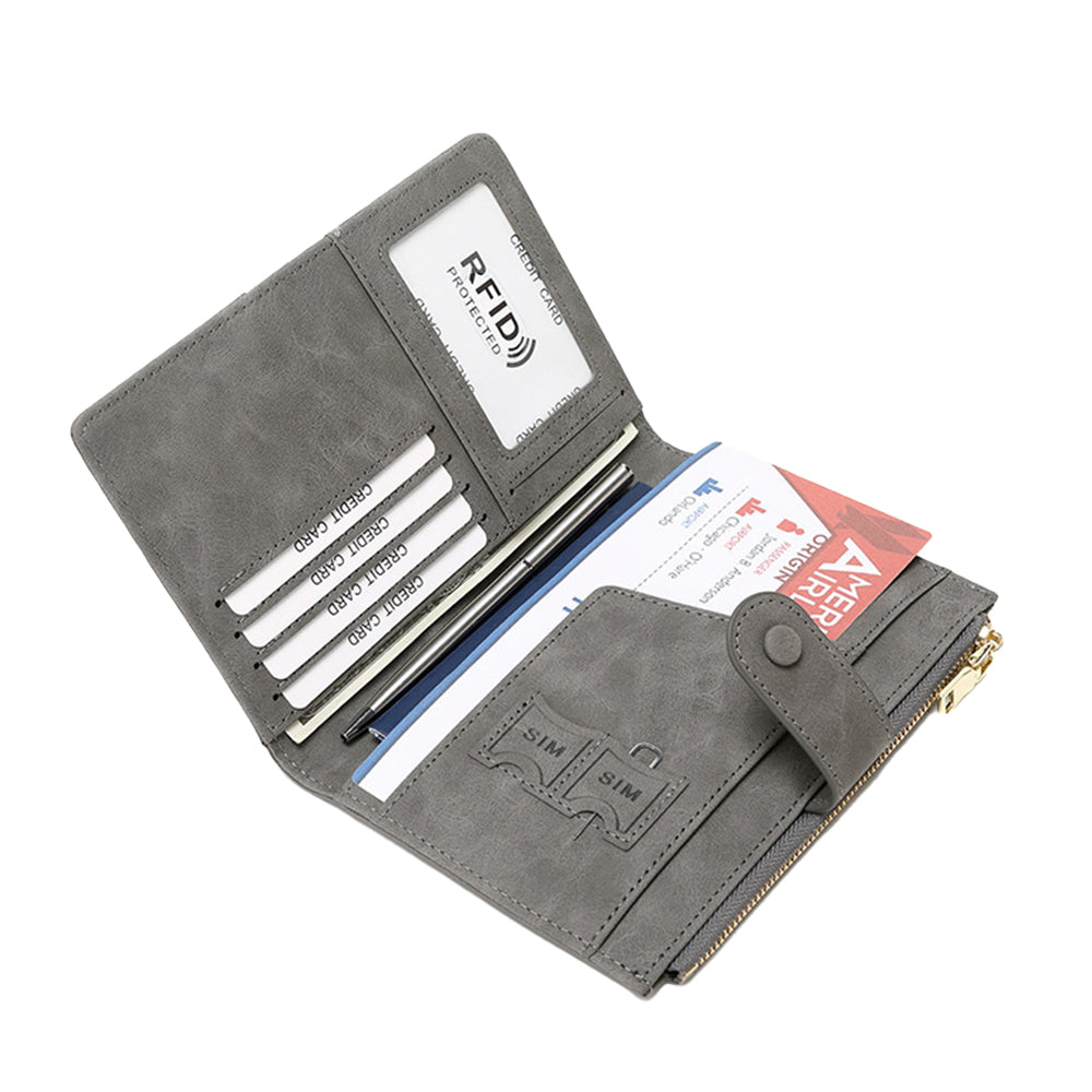 RFID Passport and Card Holder Travel Wallet with Zipper for Women Men