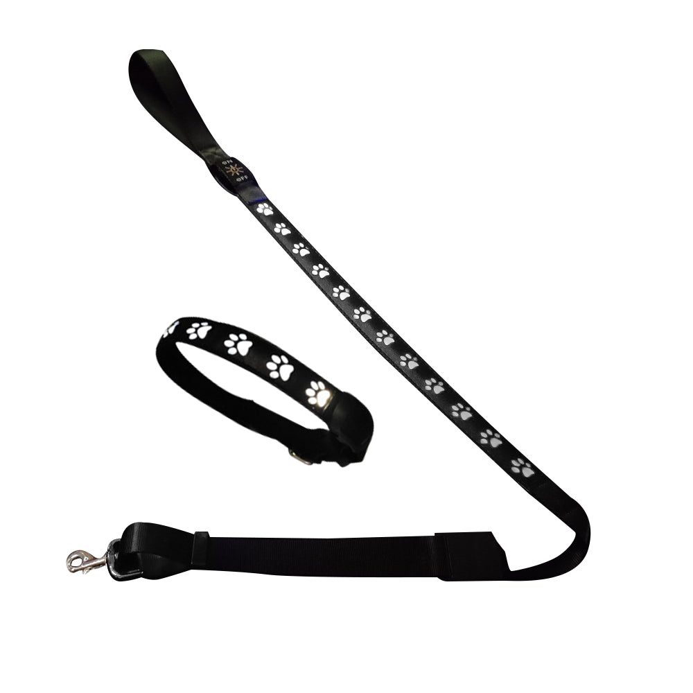 LED USB Rechargeable Flashing Pet Dog Collar for Night Security-Dog Collar+Leash