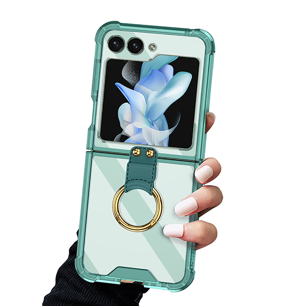 For Samsung Galaxy Z Flip5 5G Airbag Case Slim Clear Cover With Ring Stand