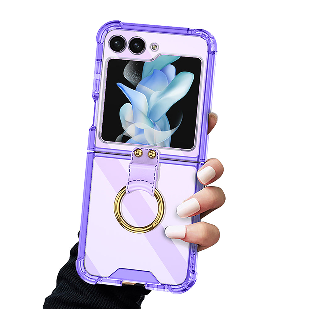 For Samsung Galaxy Z Flip5 5G Airbag Case Slim Clear Cover With Ring Stand