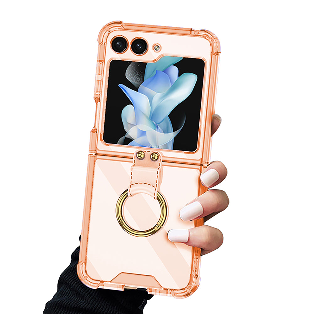 For Samsung Galaxy Z Flip5 5G Airbag Case Slim Clear Cover With Ring Stand