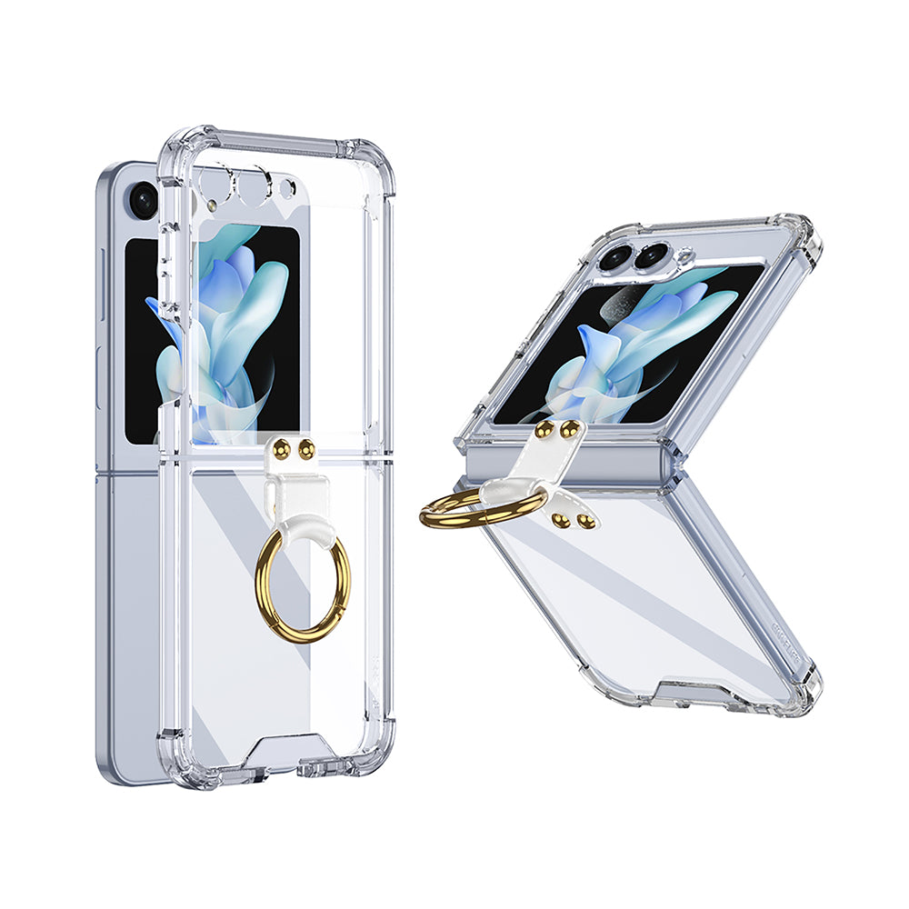 For Samsung Galaxy Z Flip5 5G Airbag Case Slim Clear Cover With Ring Stand