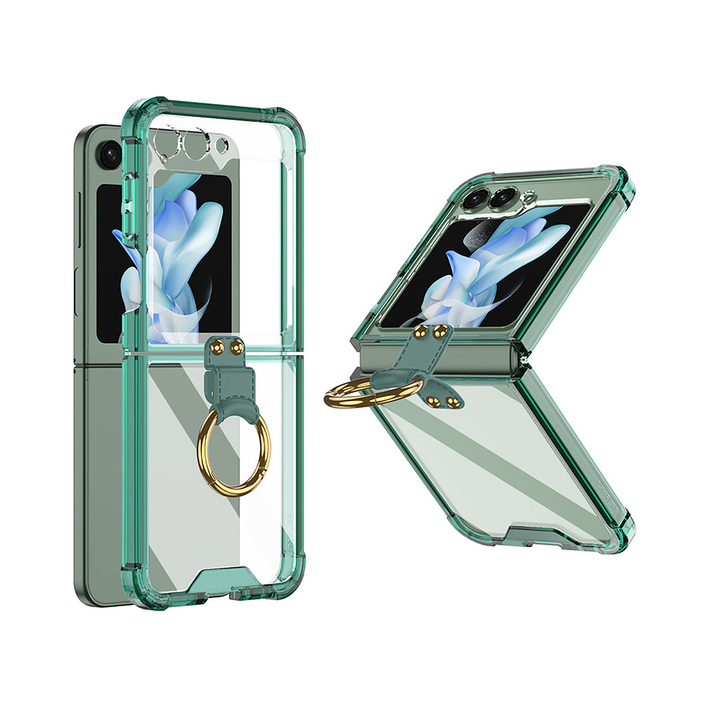 For Samsung Galaxy Z Flip5 5G Airbag Case Slim Clear Cover With Ring Stand