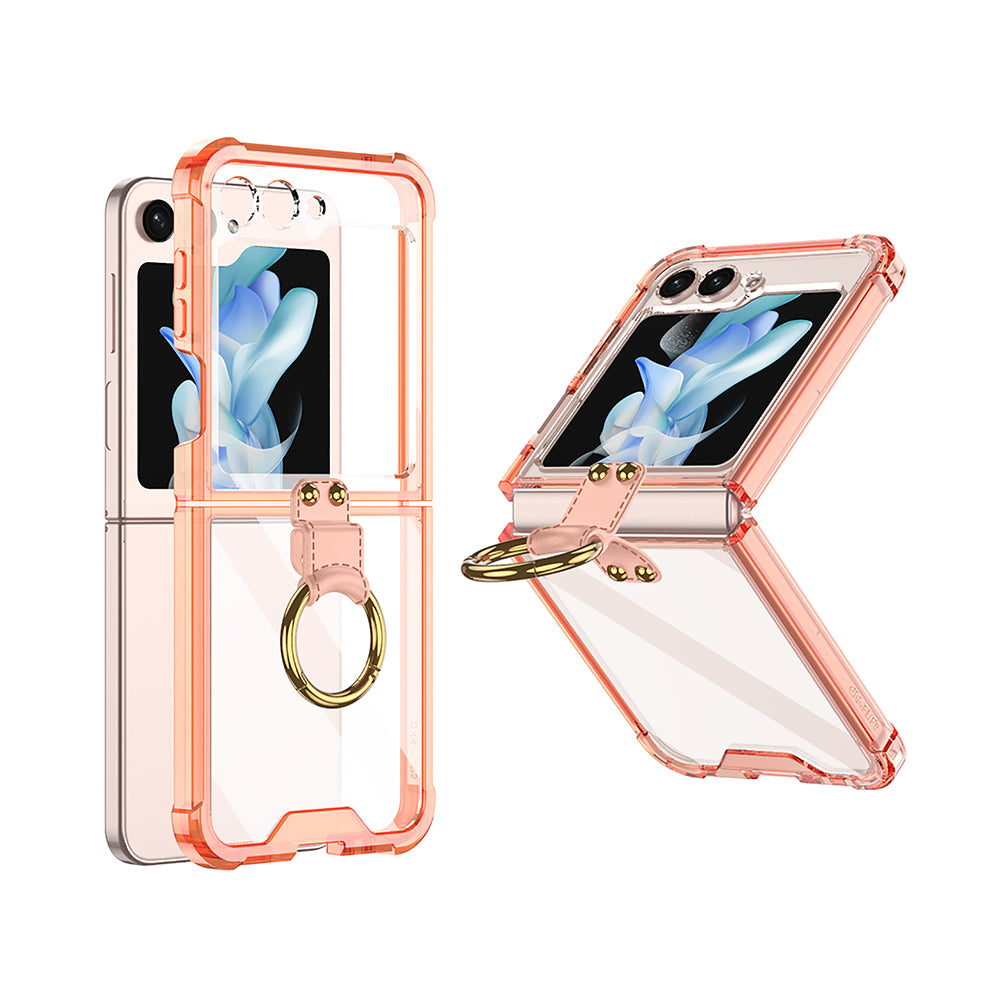For Samsung Galaxy Z Flip5 5G Airbag Case Slim Clear Cover With Ring Stand