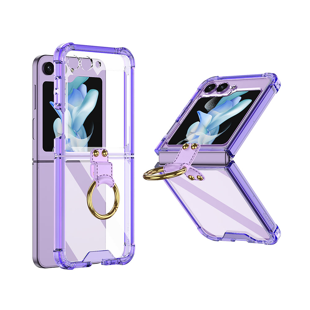For Samsung Galaxy Z Flip5 5G Airbag Case Slim Clear Cover With Ring Stand