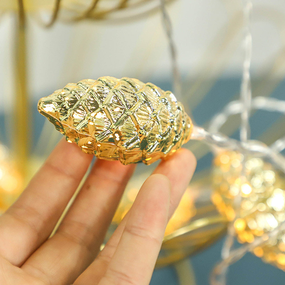 Electroplated Christmas Pine Cone String Light Warm White