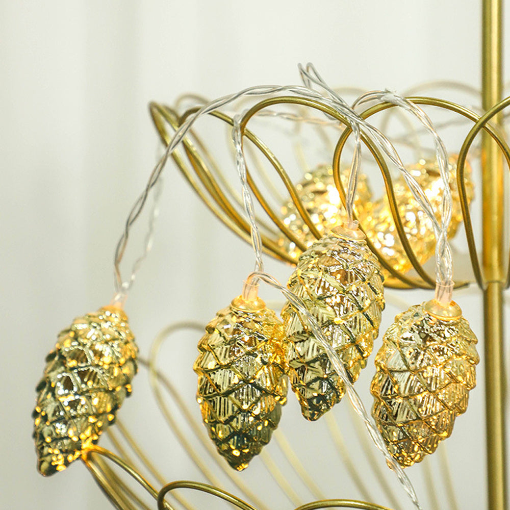 Electroplated Christmas Pine Cone String Light Warm White