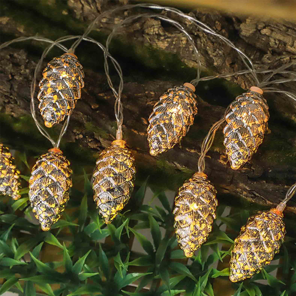 Electroplated Christmas Pine Cone String Light Warm White