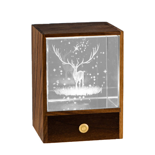 3D Glass LED Night Light Table Lamp Home Decorative Ornament Christmas Gift-Elk