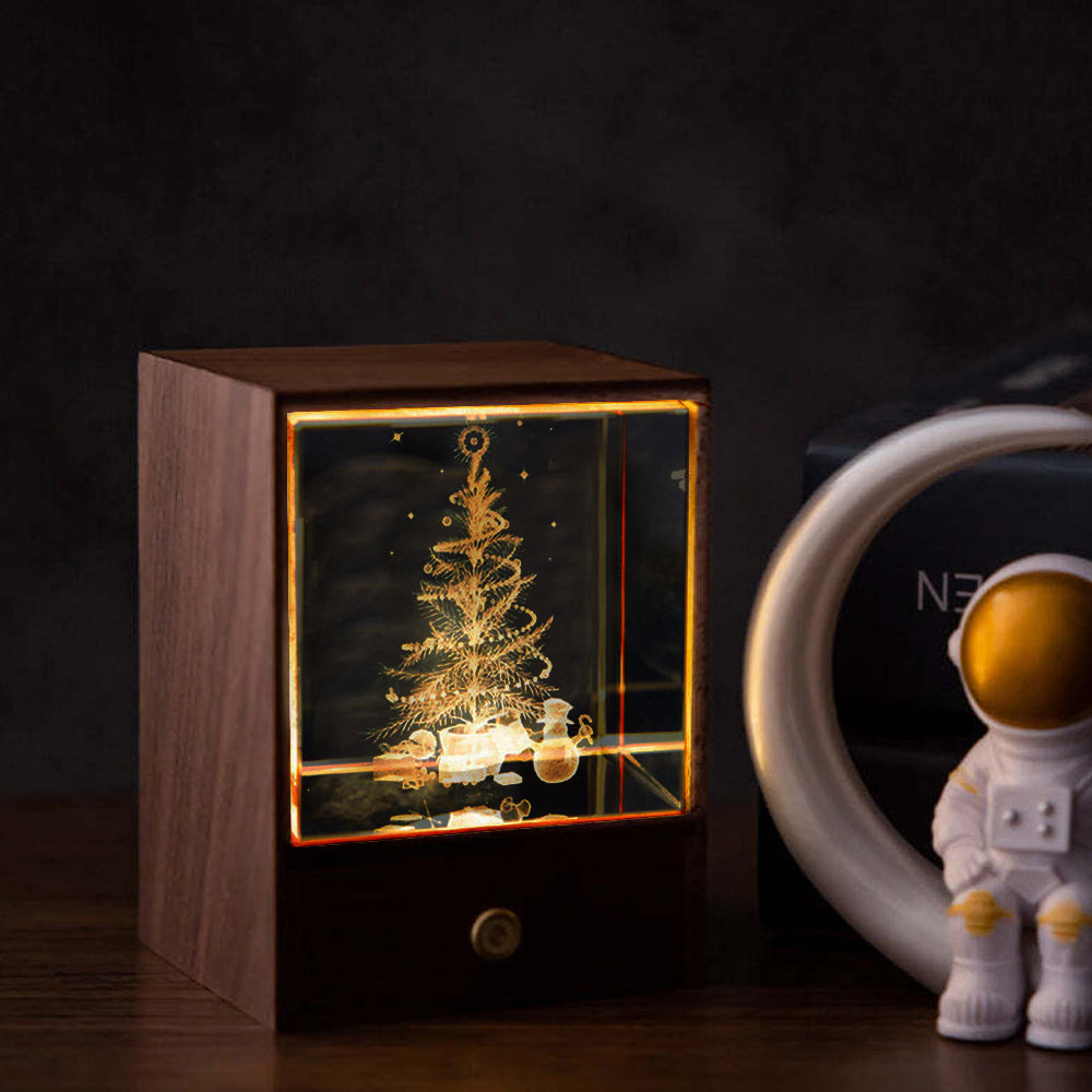 3D Glass LED Night Table Lamp-Christmas Tree