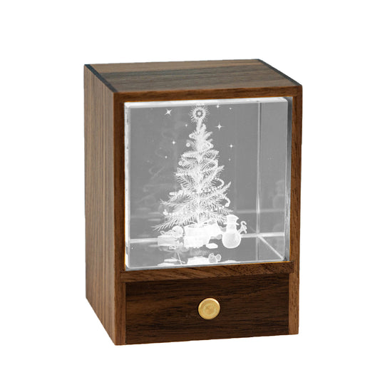 3D Glass LED Night Table Lamp-Christmas Tree
