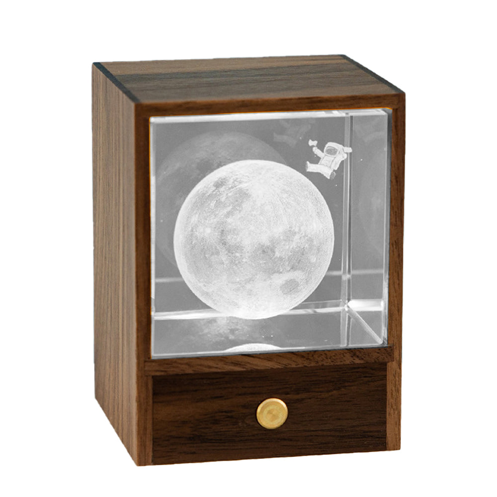 3D Glass LED Night Table Lamp-Astronauts on the Moon