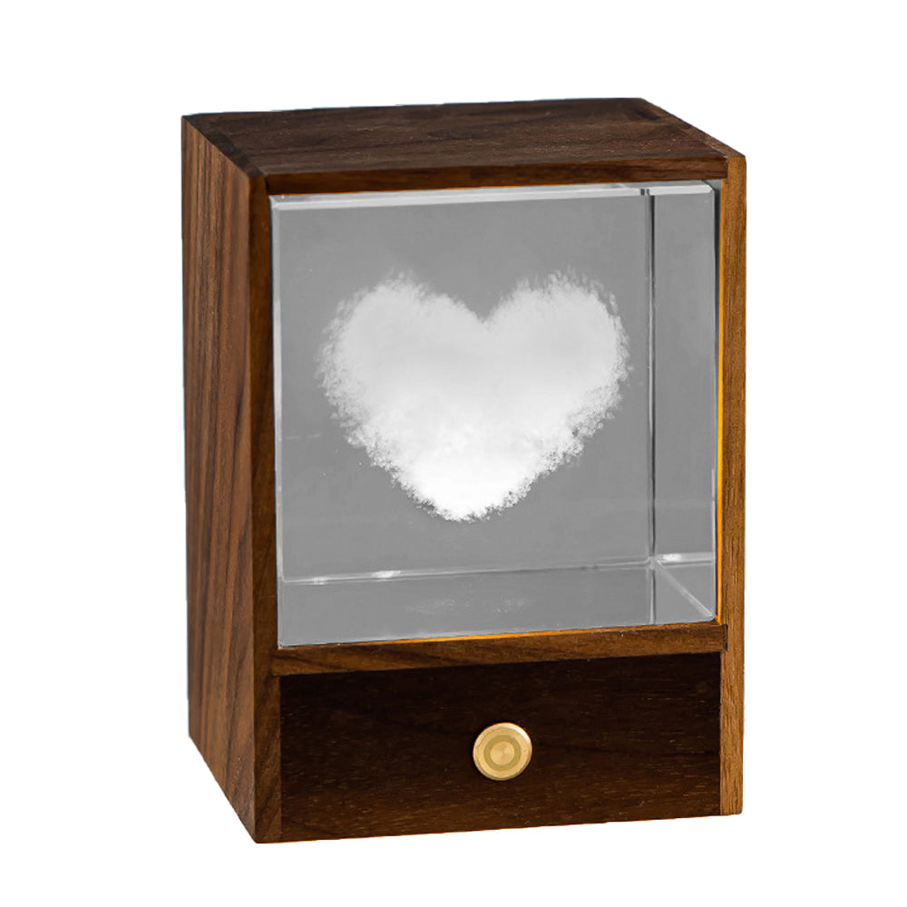 3D Glass LED Night Table Lamp-Heart