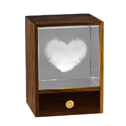 3D Glass LED Night Table Lamp-Heart
