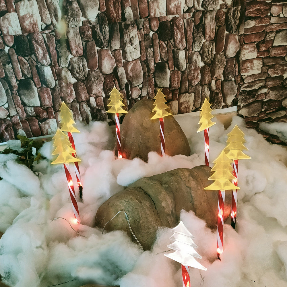 5 Pack 25 LEDs Christmas Warm White Candy Cane Solar Stakes Lights-Christmas Tree