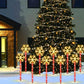 5 Pack Candy Cane Solar Stakes Warm White 25 LEDs Christmas Lights-Snowflake