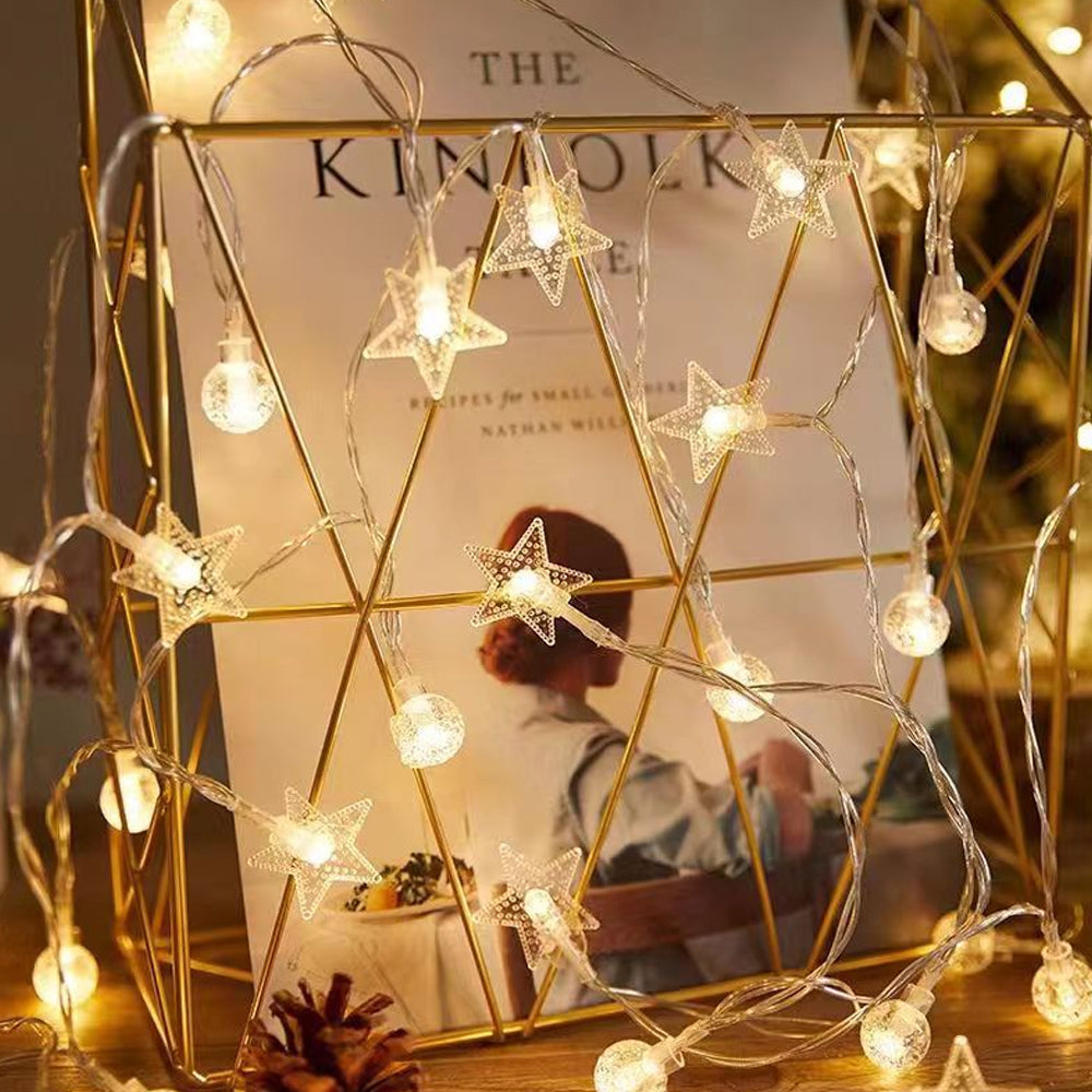 20/40/80-LEDs Star-Shaped Fairy String Lights-Stars+Balls