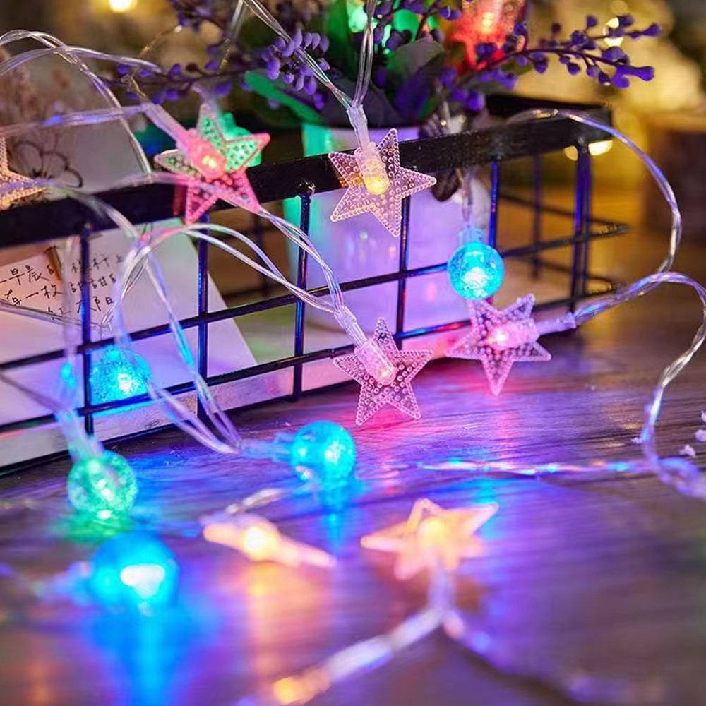 20/40/80-LEDs Star-Shaped Fairy String Lights-Stars+Balls