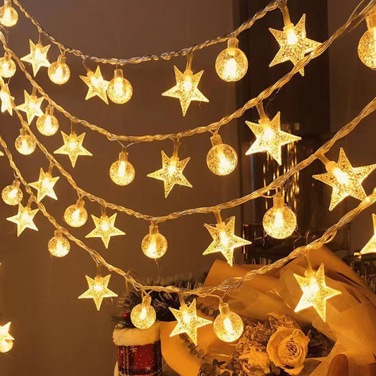 20/40/80-LEDs Star-Shaped Fairy String Lights-Stars+Balls