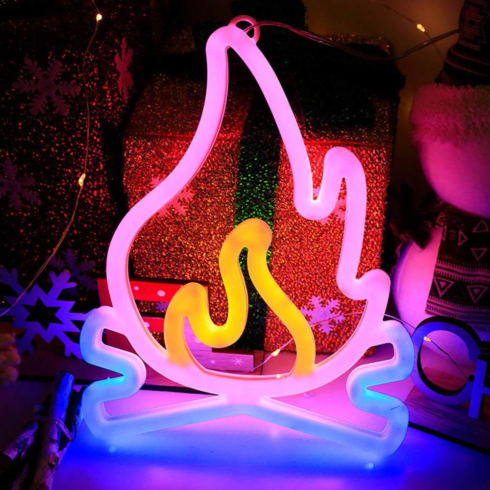 Christmas LED Double-Sided Neon Sign Night Light-Flames