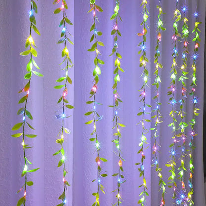 LED Artificial Willow Vines Curtain Light with 100 LED for Christmas Party Decoration
