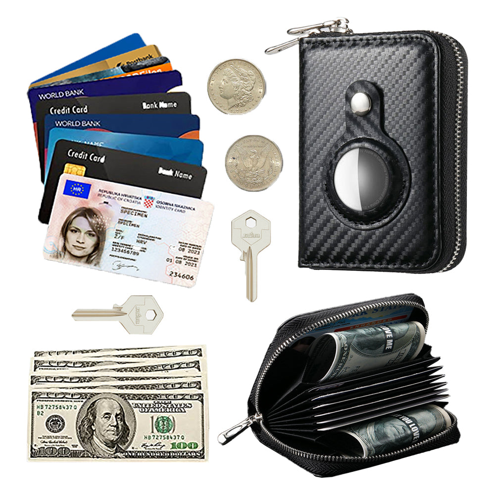 RFID Blocking Wallet Money Clip Purse Case Card Holder for AirTag