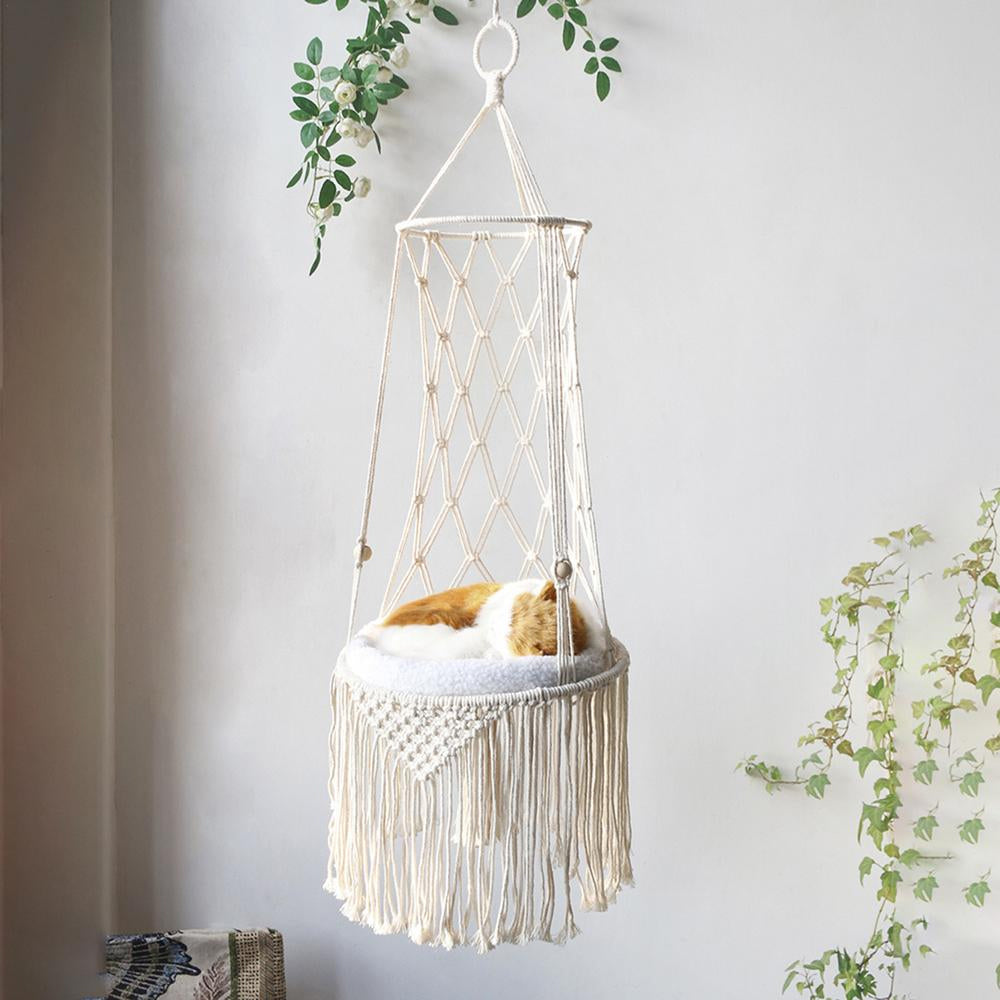 Cat Hammock Handwoven Hanging Cat Bed Cat Swing for Indoor Outdoor Home