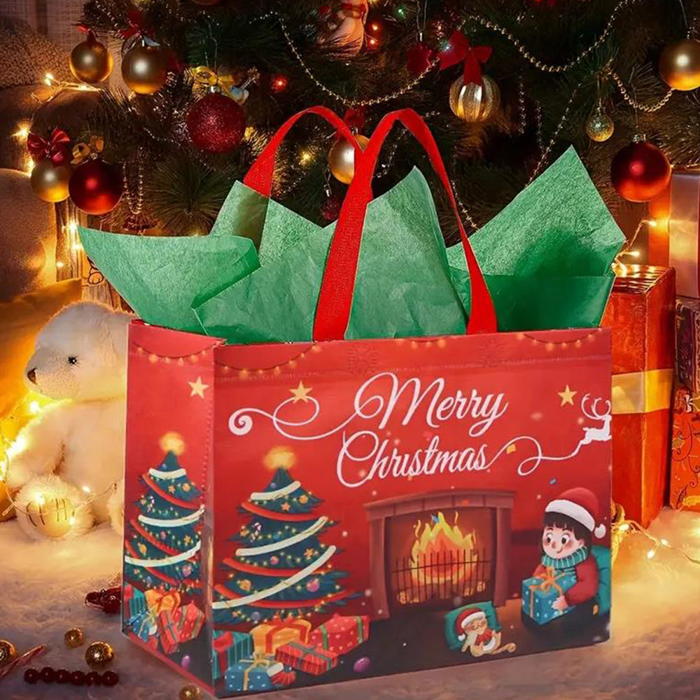 6pcs Christmas Tote Bags With Handle Christmas Treat Bags Xmas Decor-Style 3