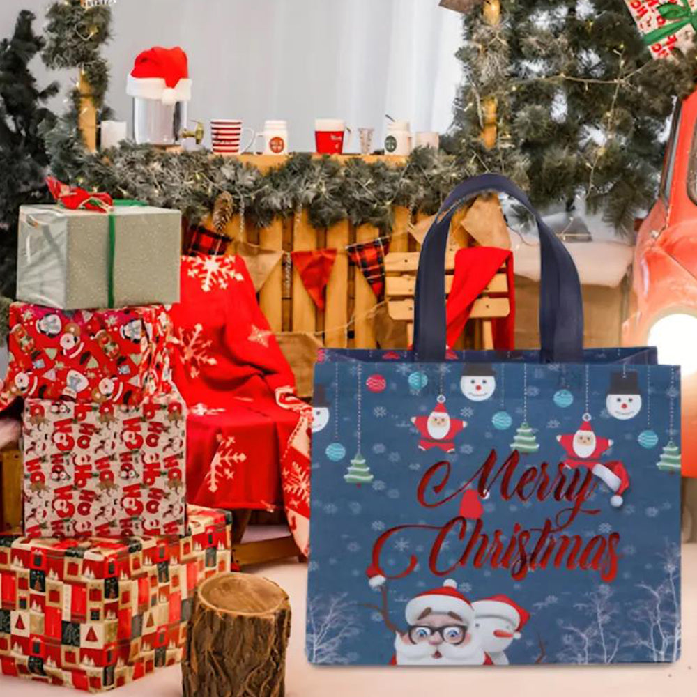 6pcs Christmas Tote Bags With Handle Christmas Treat Bags Xmas Decor-Style 1