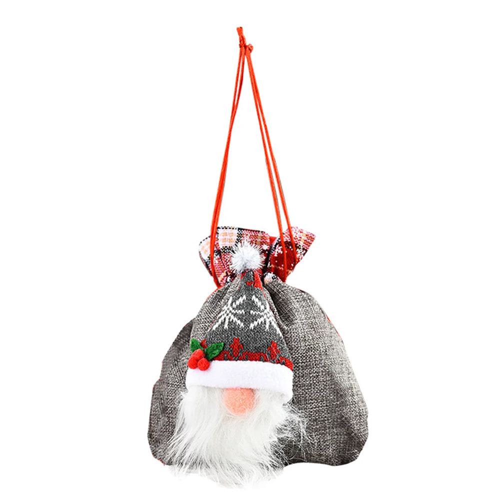 3Pcs 3D Faceless Santa Christmas Gift Bag Candy Bag Christmas Favor Bag Drawstring Bag