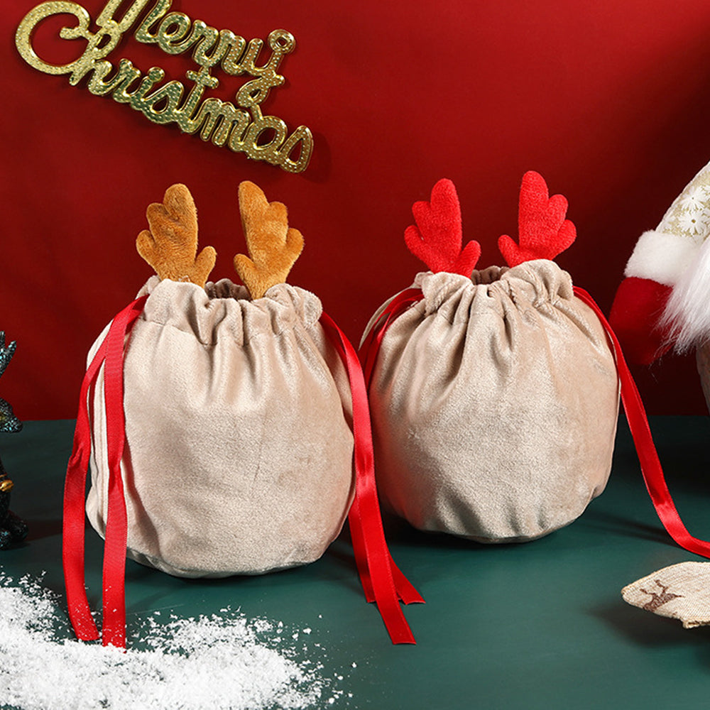 10Pcs Christmas Cookie Candy Treat Gift Bags Xmas Party Wrapping Drawstring Bag