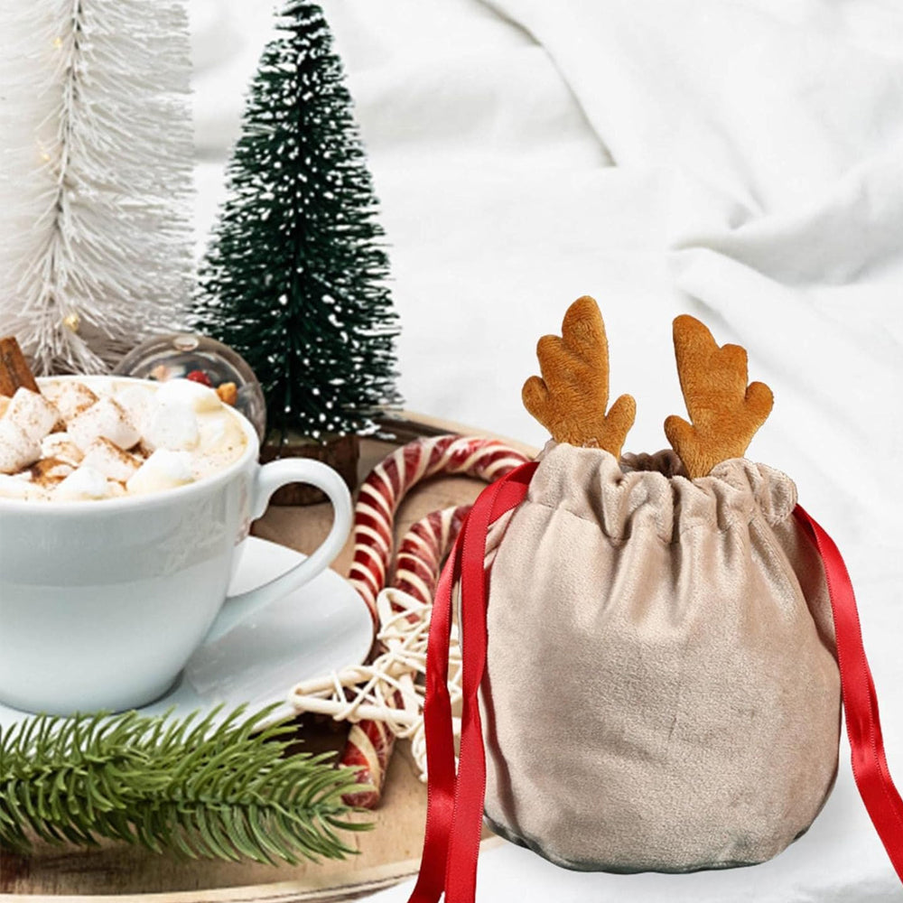 10Pcs Christmas Cookie Candy Treat Gift Bags Xmas Party Wrapping Drawstring Bag