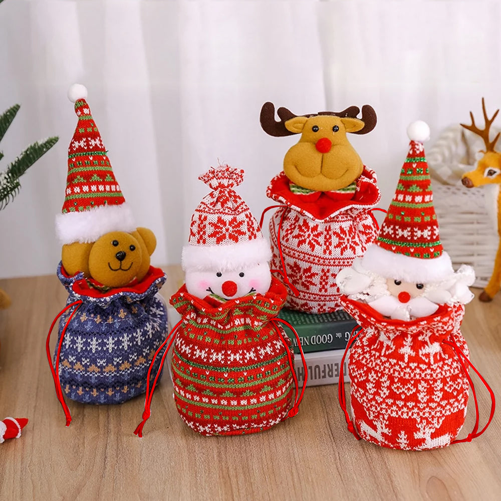 Christmas Dolls Bags Candy Bags Festive Drawstring Bags Gifts Santa Bulk