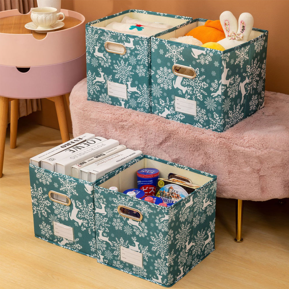 Christmas Reindeer Foldable Storage Basket with Handles