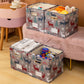 4Pcs Christmas Reindeer Foldable Storage Basket with Handles