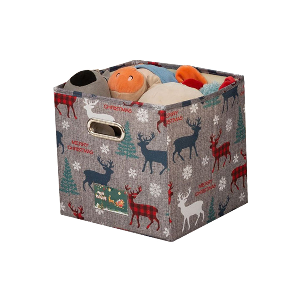 Christmas Reindeer Foldable Storage Basket with Handles