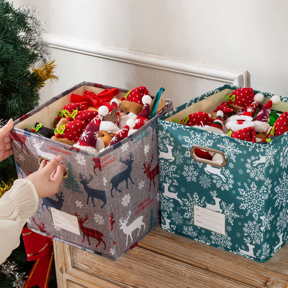 Christmas Reindeer Foldable Storage Basket with Handles