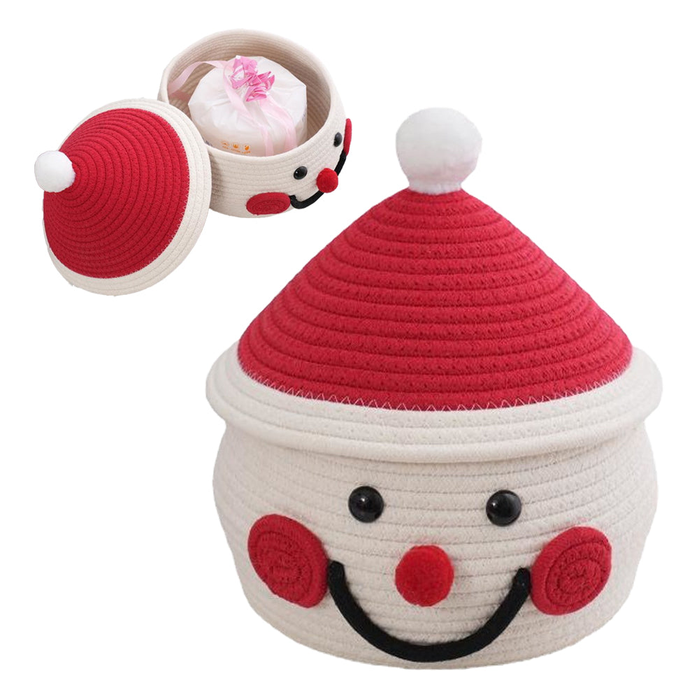 Cartoon Snowman Storage Basket Desktop Basket With Lids Organizing Basket
