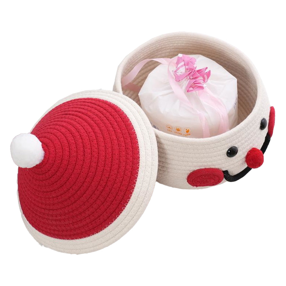 Cartoon Snowman Storage Basket Desktop Basket With Lids Organizing Basket