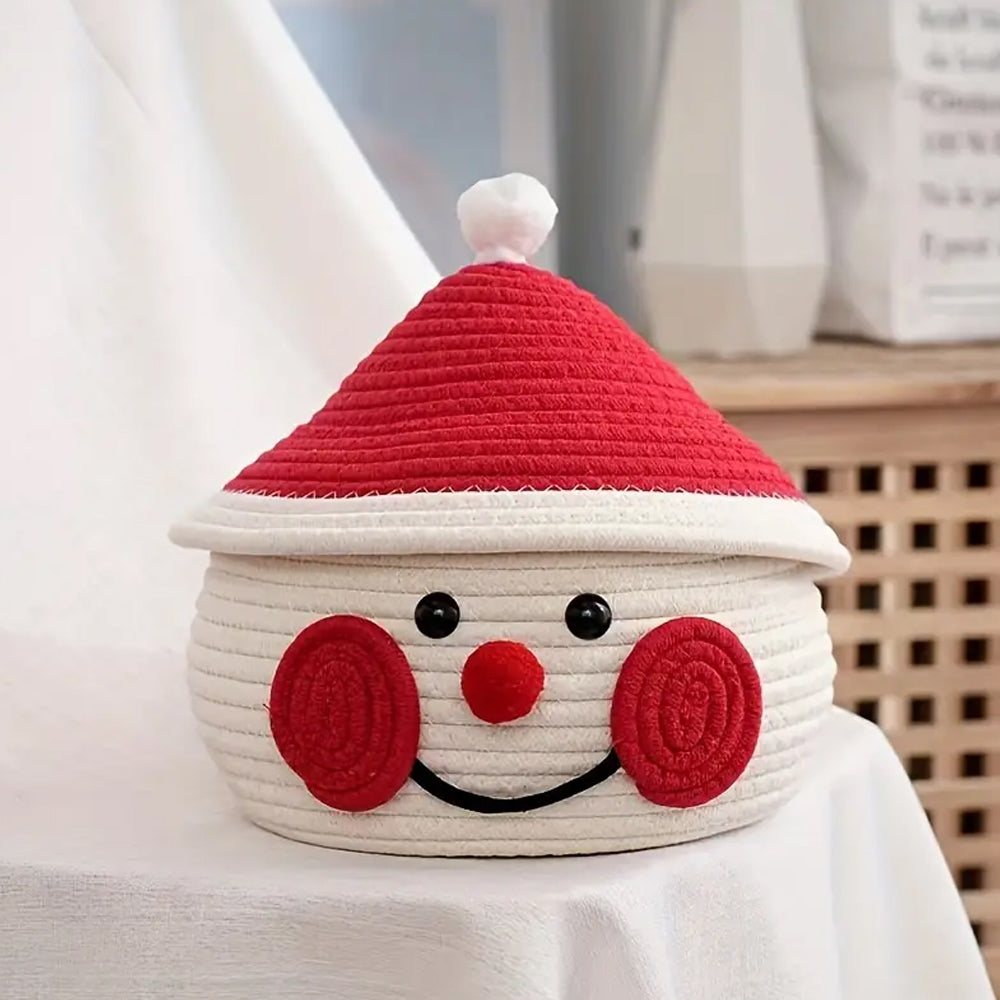 Cartoon Snowman Storage Basket Desktop Basket With Lids Organizing Basket