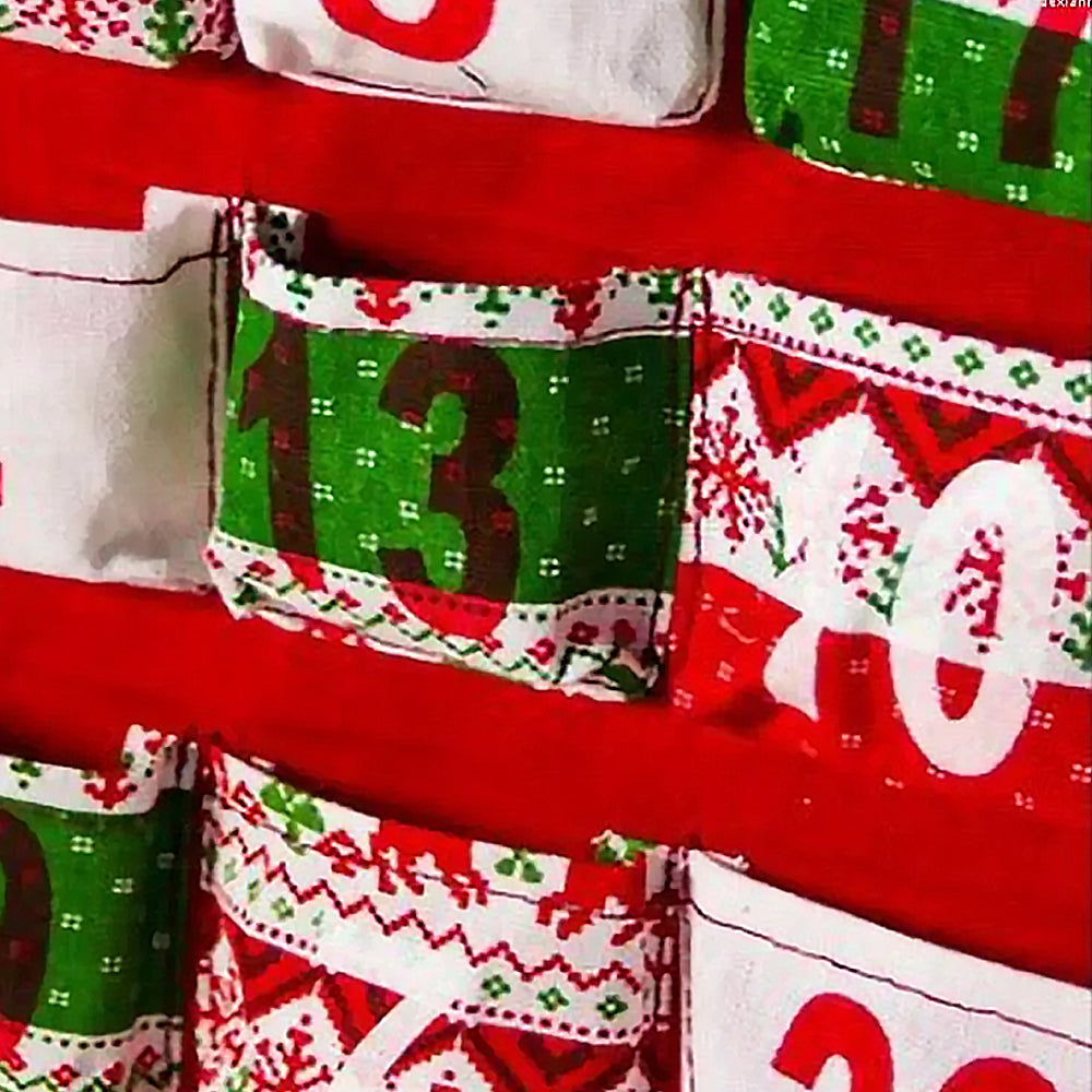 Christmas Advent Calendar Candy Bag Wall Hanging Storage Sack Xmas Decor with 24 Pockets